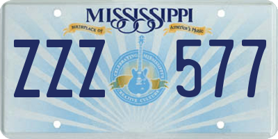 MS license plate ZZZ577