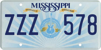 MS license plate ZZZ578