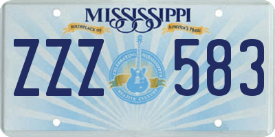 MS license plate ZZZ583