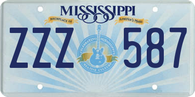 MS license plate ZZZ587