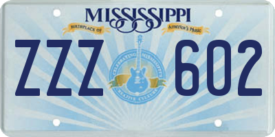 MS license plate ZZZ602