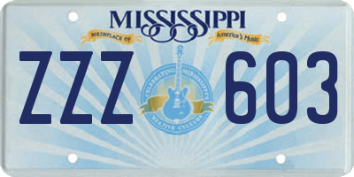 MS license plate ZZZ603