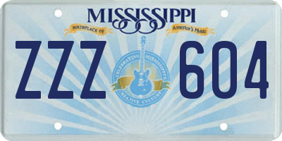 MS license plate ZZZ604