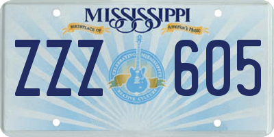 MS license plate ZZZ605