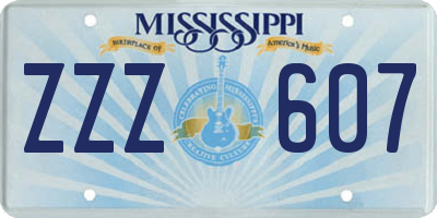 MS license plate ZZZ607