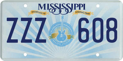 MS license plate ZZZ608