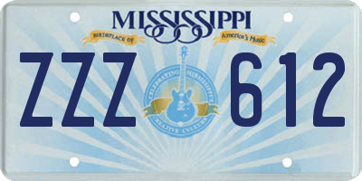 MS license plate ZZZ612