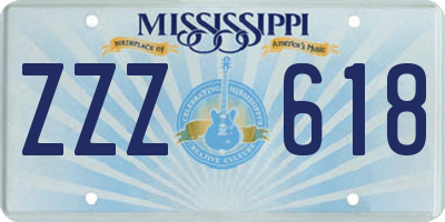 MS license plate ZZZ618