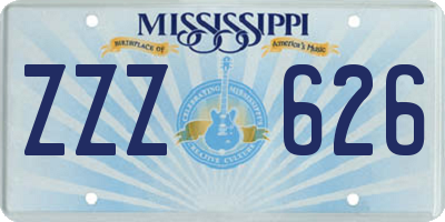 MS license plate ZZZ626