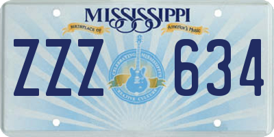 MS license plate ZZZ634