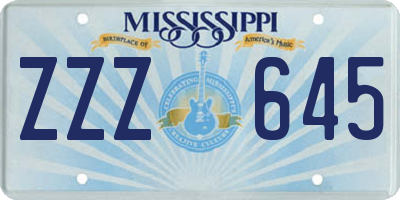 MS license plate ZZZ645