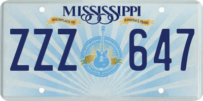 MS license plate ZZZ647