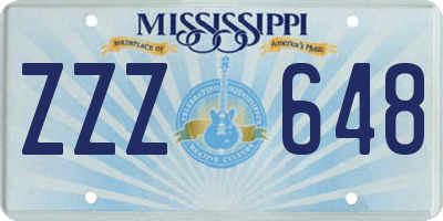 MS license plate ZZZ648