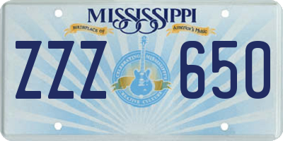 MS license plate ZZZ650