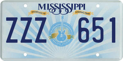 MS license plate ZZZ651