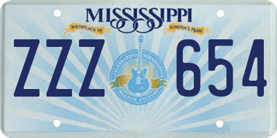 MS license plate ZZZ654