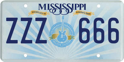 MS license plate ZZZ666