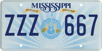 MS license plate ZZZ667