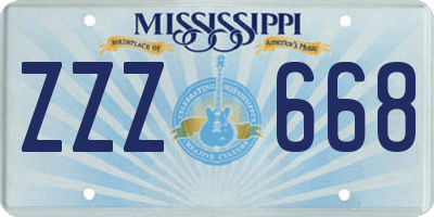 MS license plate ZZZ668