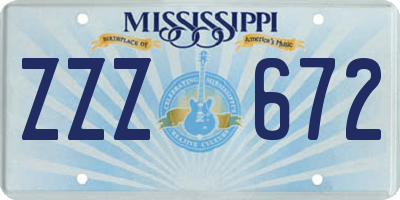 MS license plate ZZZ672