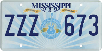 MS license plate ZZZ673