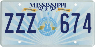 MS license plate ZZZ674