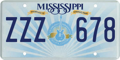 MS license plate ZZZ678