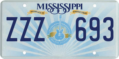 MS license plate ZZZ693