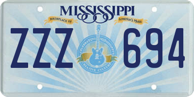 MS license plate ZZZ694