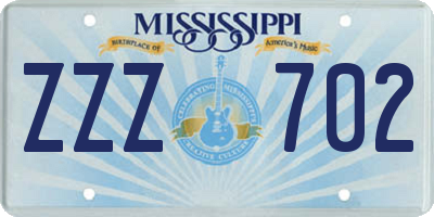 MS license plate ZZZ702