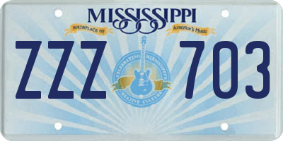 MS license plate ZZZ703