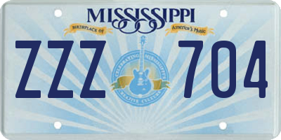 MS license plate ZZZ704