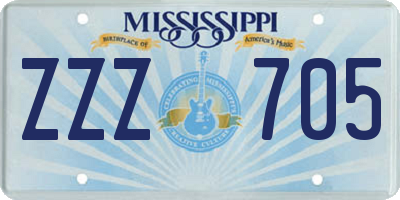 MS license plate ZZZ705