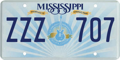 MS license plate ZZZ707