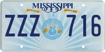 MS license plate ZZZ716