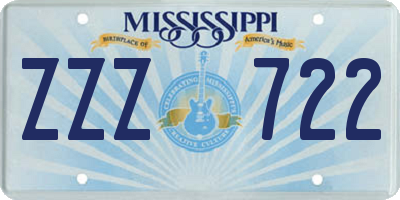 MS license plate ZZZ722