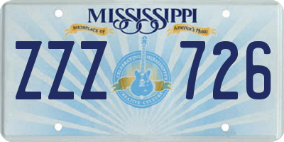 MS license plate ZZZ726