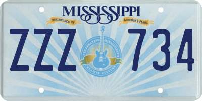 MS license plate ZZZ734