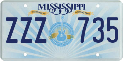 MS license plate ZZZ735