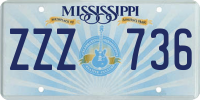 MS license plate ZZZ736