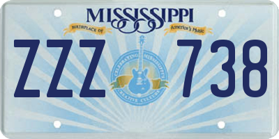 MS license plate ZZZ738