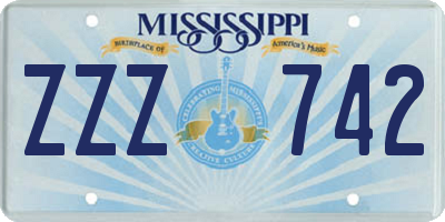 MS license plate ZZZ742