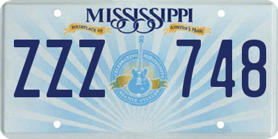 MS license plate ZZZ748