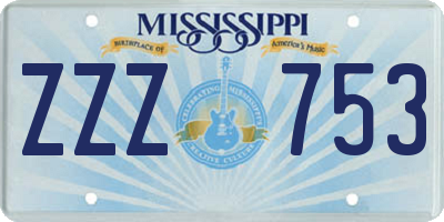 MS license plate ZZZ753