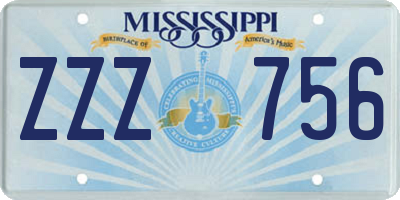 MS license plate ZZZ756