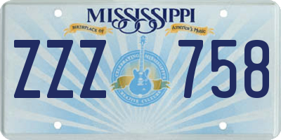 MS license plate ZZZ758