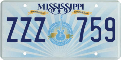 MS license plate ZZZ759