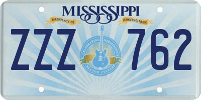 MS license plate ZZZ762