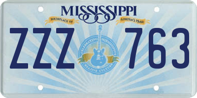 MS license plate ZZZ763