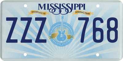 MS license plate ZZZ768